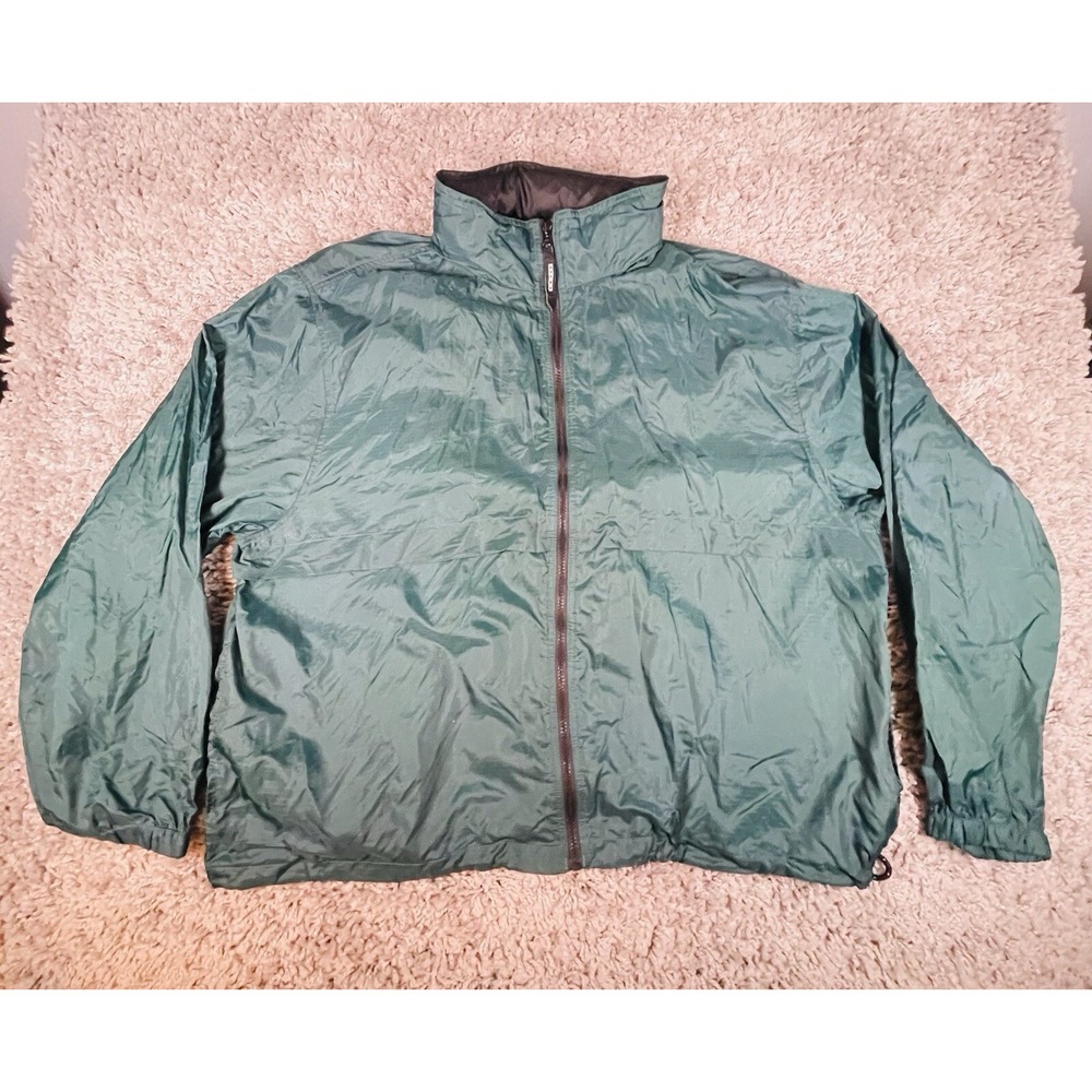 Vintage Eddie‎ Bauer EBTEK Jacket Mens XL Green Vented Stowaway Hood Ripstop